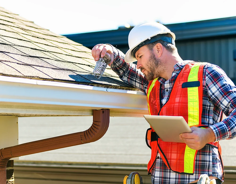 Knight Roofing surveying a roof